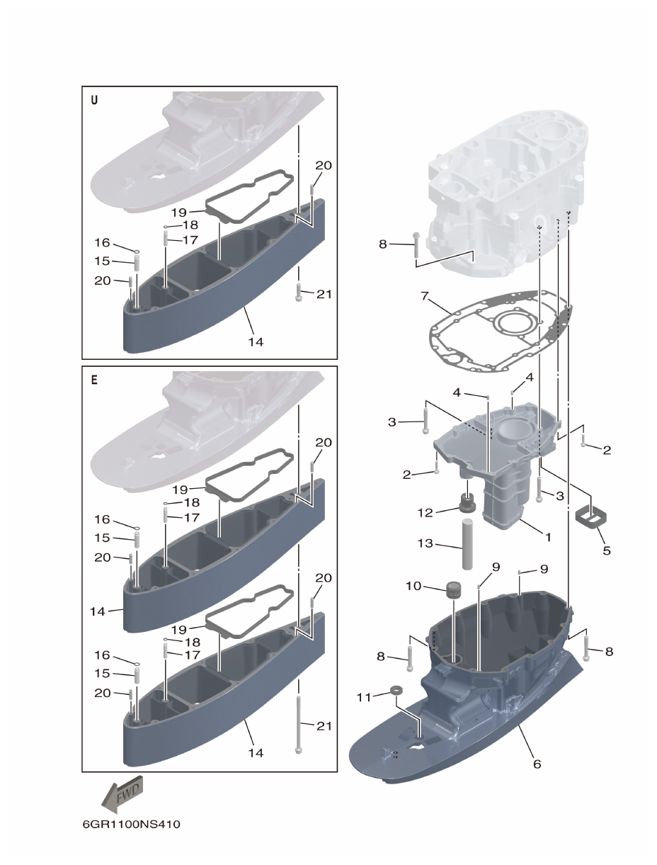 Yamaha XF425NSA2, XF425NSA7 UPPER CASING 2 parts diagram